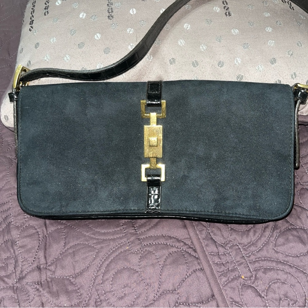 Mondani Black Evening Handbag Gold Hardware .   10 X 5